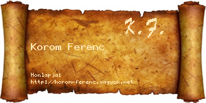 Korom Ferenc névjegykártya