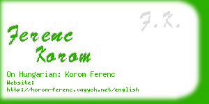 ferenc korom business card